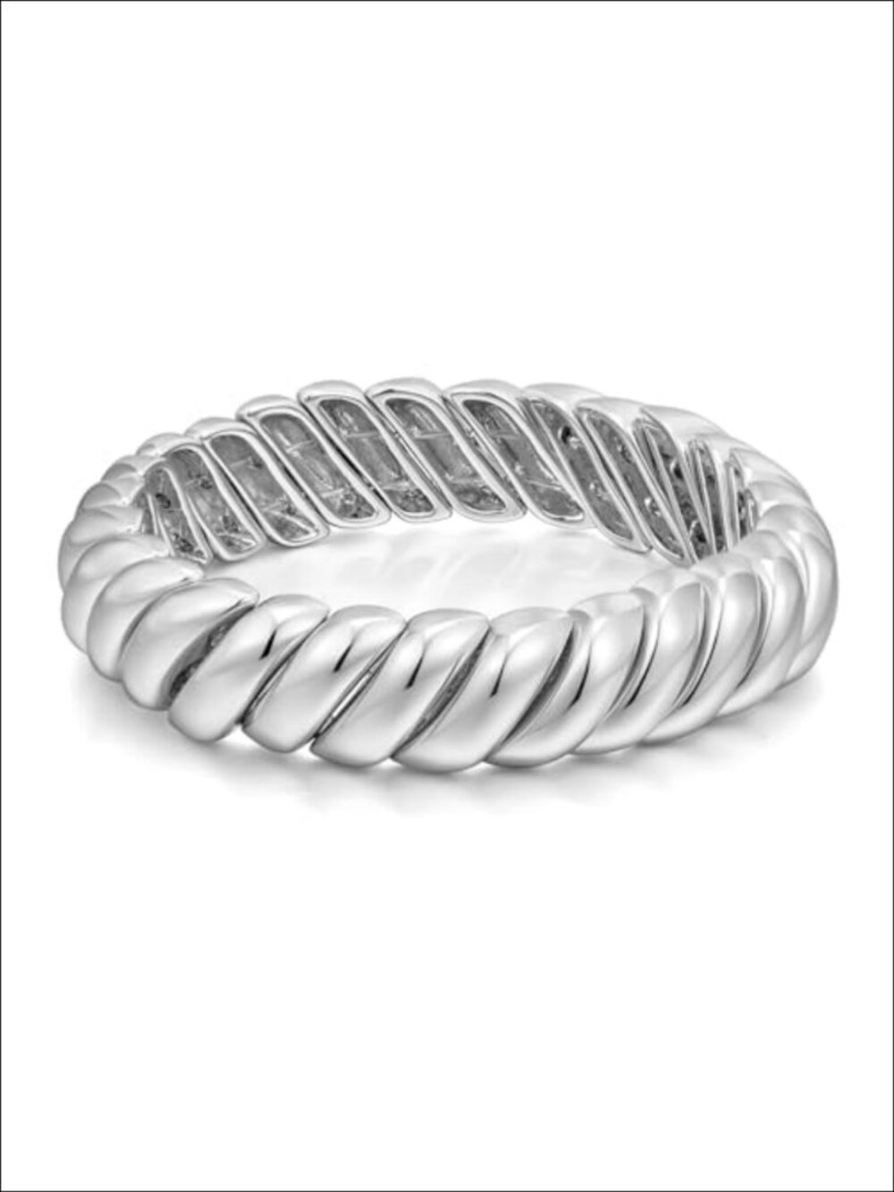 14K Gold Plated Chunky Stretch Bangle Bracelet Minimalist Twisted
